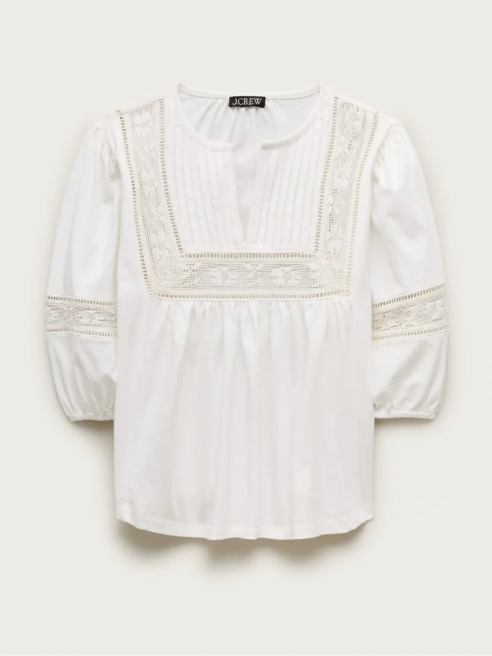 J. Crew Lace-Trim Puff-Sleeve Shirt
